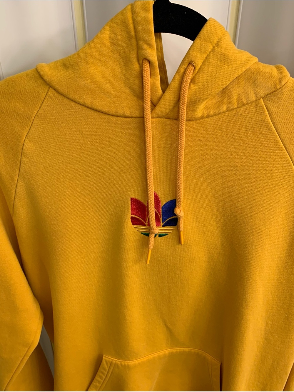 adidas Originals 3-D Trefoil Graphic Sweat Hoodie in “Active Gold” - Picture 1 of 12